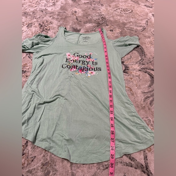 Torrid Super Soft Knits Good Energy Is Contagious Green Blouse Size 1 Or 1X - Picture 6 of 6